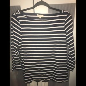 Small Navy & White Boat Neck Top